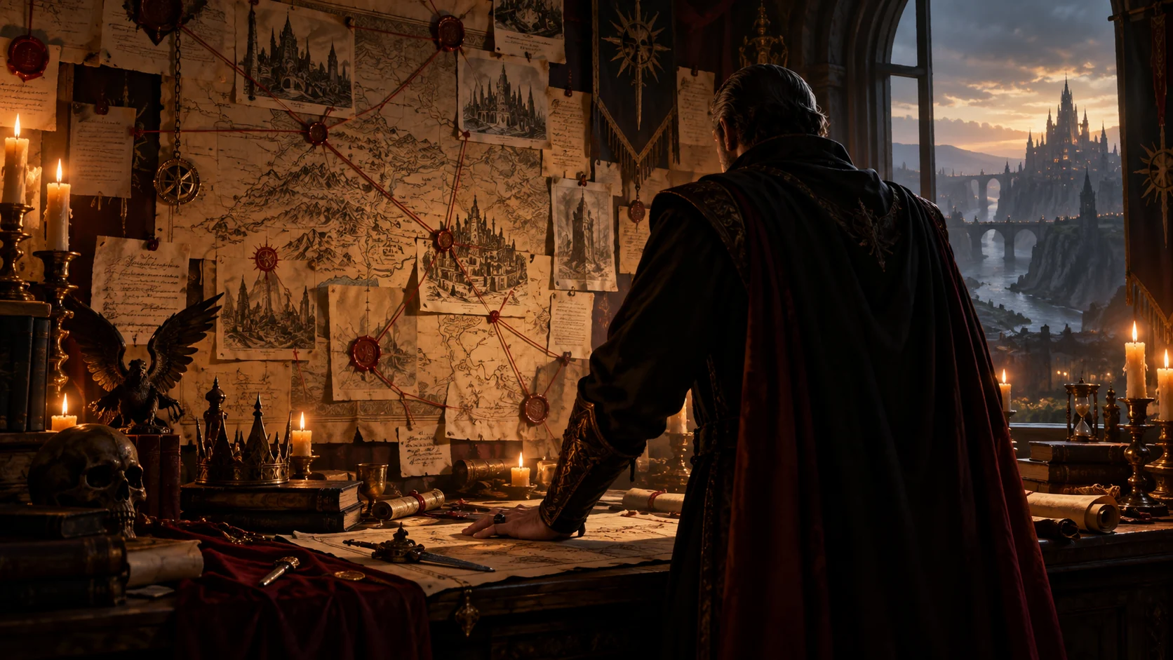 Come creare il villain perfetto: antagonista di Dungeons & Dragons che pianifica davanti a mappe e indizi